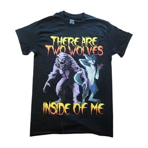 NEW Hell Grip Two Wolves Inside Me Meme T-Shirt Spencers Size S Black Werewolf